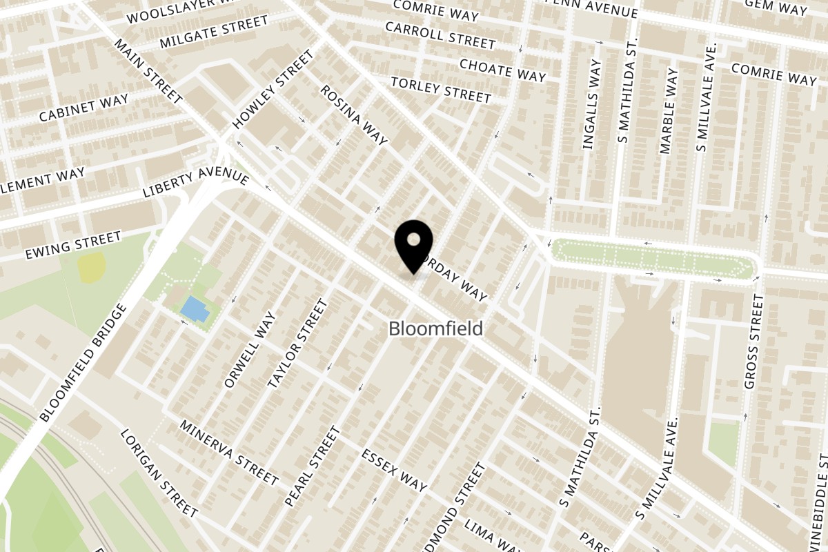 Map showing the location of Thai Cuisine on 4627 Liberty Ave in Pittsburgh